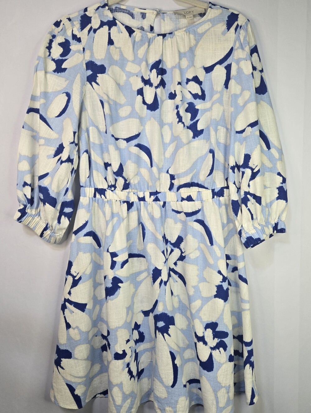 LOFT Size XS Dress, Shades Of Blue Coastal Vibes 28% Linen